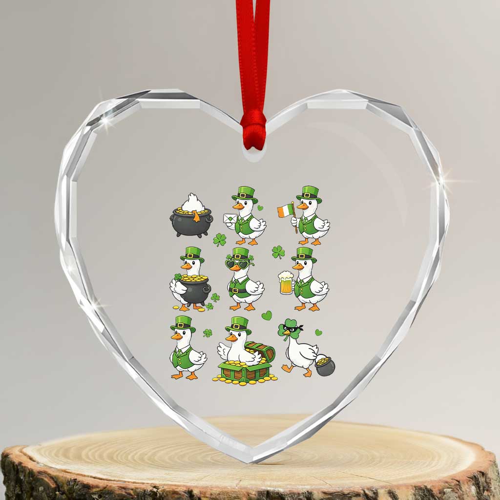 St Patricks Day Goose Crew Irish Celebration Heart Crystal Glass Ornament TS12 Transparent Glass 3'' Heart Print Your Wear