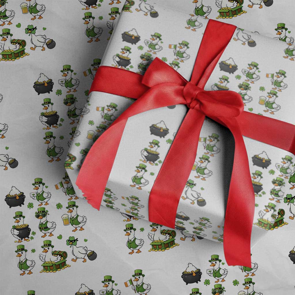 St Patricks Day Goose Crew Irish Celebration Wrapping Paper Roll TS12 White Print Your Wear