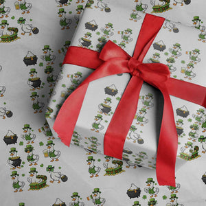 St Patricks Day Goose Crew Irish Celebration Wrapping Paper Roll TS12 White Print Your Wear