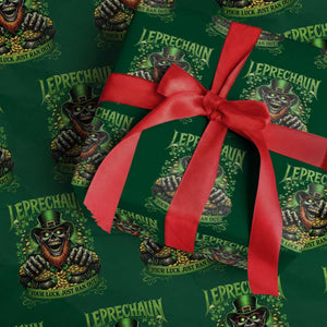 St Patricks Day Horror Leprechaun Wrapping Paper Roll Your Luck Just Ran Out Creepy St Pattys Day TS11 Green Print Your Wear