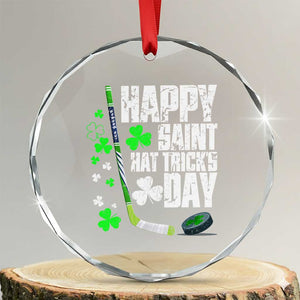 St. Patrick's Day Ice Hockey Crystal Glass Ornament Happy Saint Hat Trick's Lucky Shamrocks TS02 Transparent Glass 3'' Circle Print Your Wear