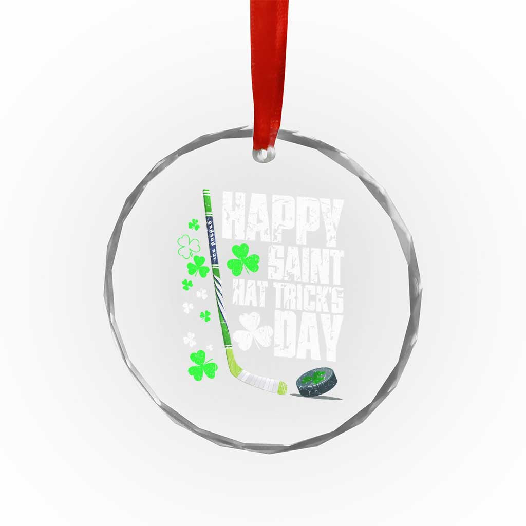 St. Patrick's Day Ice Hockey Crystal Glass Ornament Happy Saint Hat Trick's Lucky Shamrocks TS02 Print Your Wear