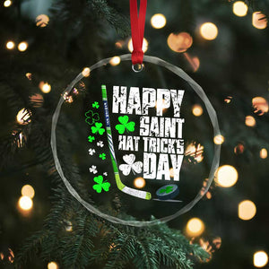 St. Patrick's Day Ice Hockey Crystal Glass Ornament Happy Saint Hat Trick's Lucky Shamrocks TS02 Print Your Wear