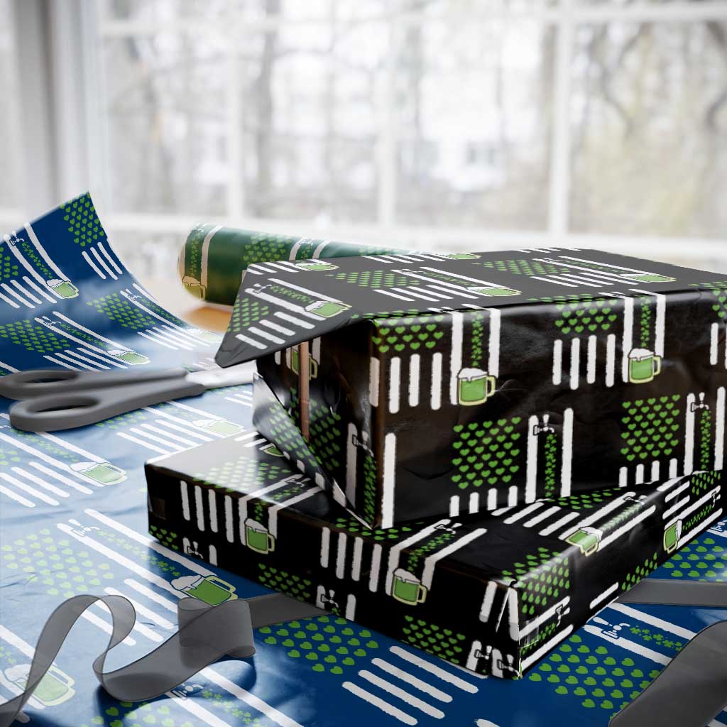 St Patricks Day Irish American Pride Gift Wrapping Paper Roll TS12 Black Print Your Wear
