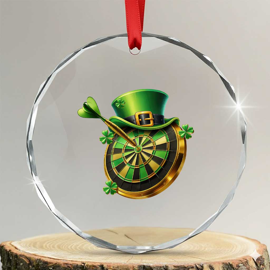 St Patricks Day Irish Darts Board Celebration Gift Crystal Glass Ornament TS12 Transparent Glass 3'' Circle Print Your Wear