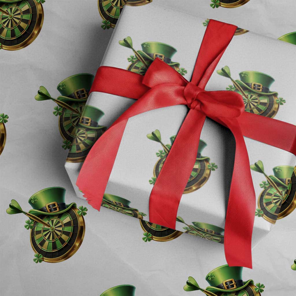 St Patricks Day Irish Darts Board Celebration Gift Wrapping Paper Roll TS12 White Print Your Wear