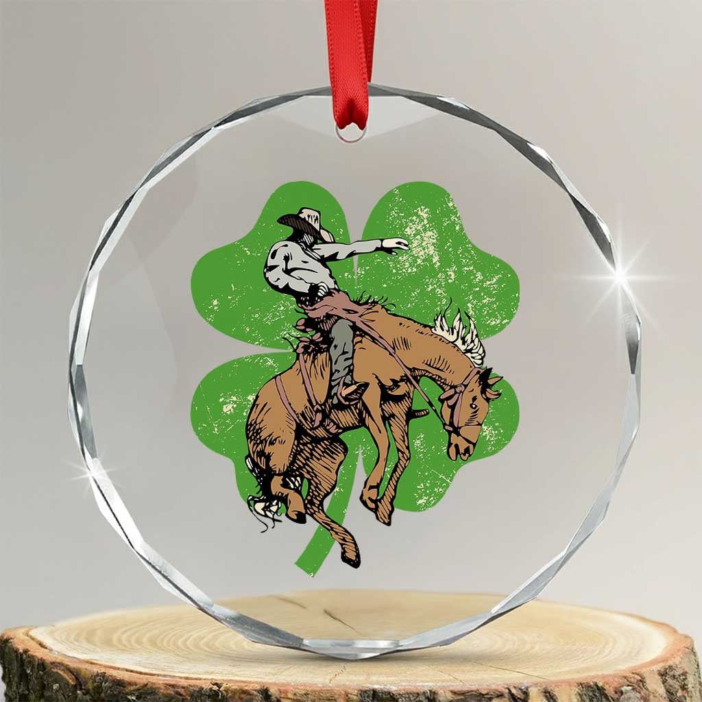 St Patrick's Day Lucky Cowboy Crystal Glass Ornament Retro Vintage Clover TS02 Transparent Glass 3'' Circle Print Your Wear