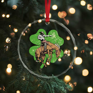 St Patrick's Day Lucky Cowboy Crystal Glass Ornament Retro Vintage Clover - Print Your Wear