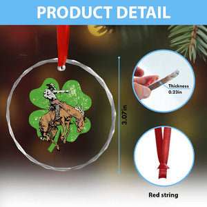St Patrick's Day Lucky Cowboy Crystal Glass Ornament Retro Vintage Clover - Print Your Wear