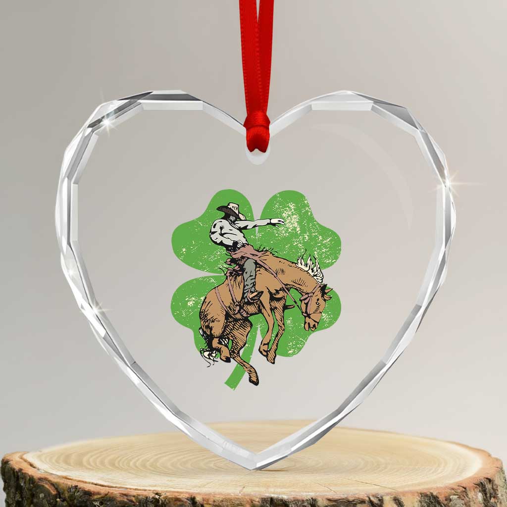St Patrick's Day Lucky Cowboy Heart Crystal Glass Ornament Retro Vintage Clover TS02 Transparent Glass 3'' Heart Print Your Wear