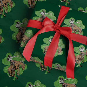 St Patrick's Day Lucky Cowboy Wrapping Paper Roll Retro Vintage Clover TS02 Green Print Your Wear