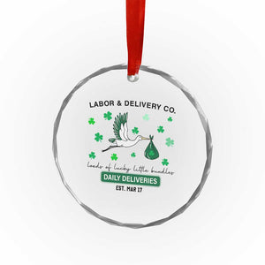 St Patrick's Day Lucky L&D Nurse Crystal Glass Ornament Labor And Delivery Shamrock - Print Your Wear