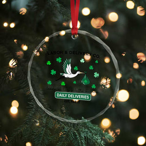 St Patrick's Day Lucky L&D Nurse Crystal Glass Ornament Labor And Delivery Shamrock - Print Your Wear