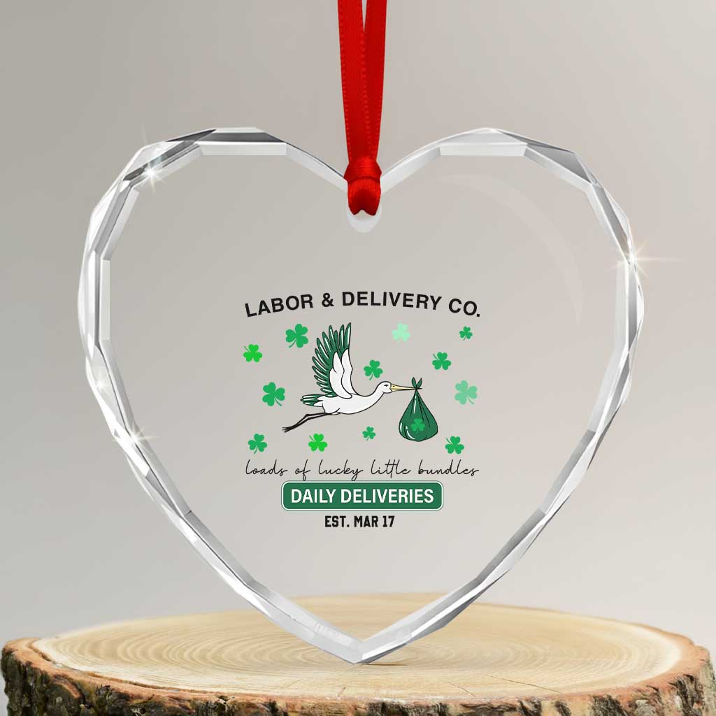 St Patrick's Day Lucky L&D Nurse Heart Crystal Glass Ornament Labor And Delivery Shamrock TS02 Transparent Glass 3'' Heart Print Your Wear