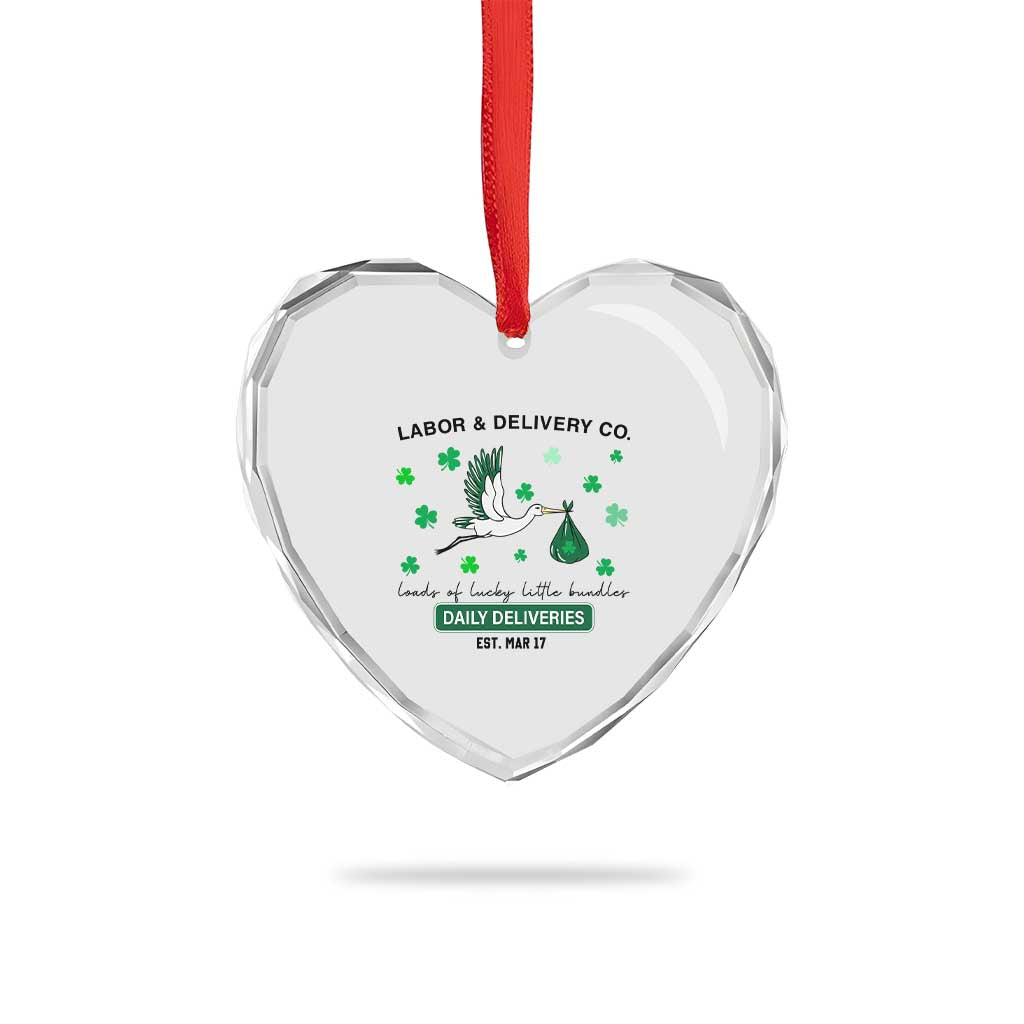 St Patrick's Day Lucky L&D Nurse Heart Crystal Glass Ornament Labor And Delivery Shamrock TS02 Print Your Wear