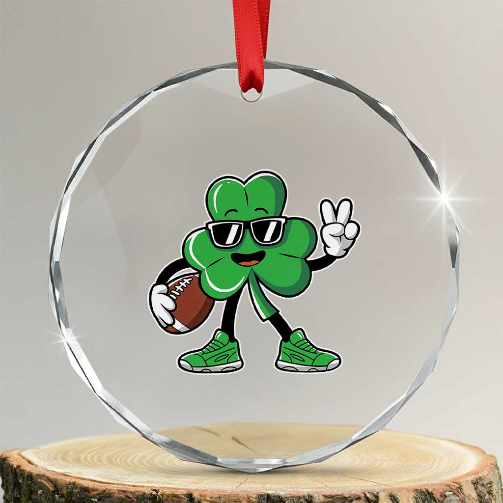 St Patrick's Day Lucky Shamrock Football Crystal Glass Ornament Sport Lover Gift TS02 Transparent Glass 3'' Circle Print Your Wear