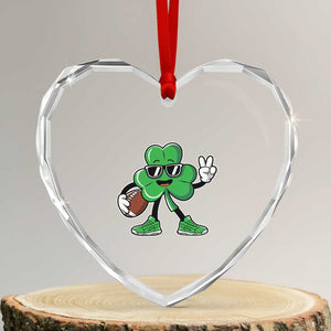 St Patrick's Day Lucky Shamrock Football Heart Crystal Glass Ornament Sport Lover Gift TS02 Transparent Glass 3'' Heart Print Your Wear