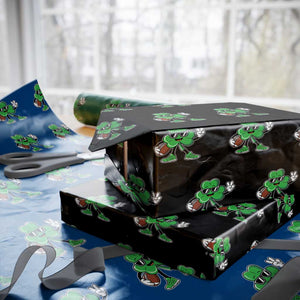 St Patrick's Day Lucky Shamrock Football Wrapping Paper Roll Sport Lover Gift TS02 Black Print Your Wear