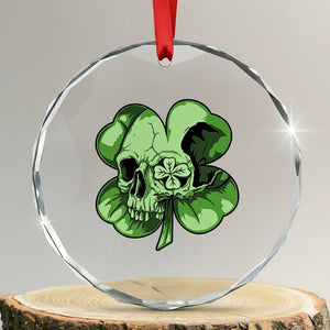 St Patricks Day Lucky Shamrock Skull Gift Crystal Glass Ornament TS12 Transparent Glass 3'' Circle Print Your Wear