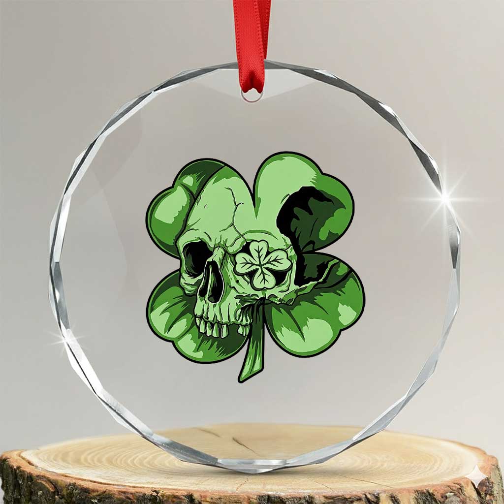 St Patricks Day Lucky Shamrock Skull Gift Crystal Glass Ornament TS12 Transparent Glass 3'' Circle Print Your Wear