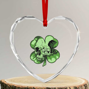 St Patricks Day Lucky Shamrock Skull Gift Heart Crystal Glass Ornament TS12 Transparent Glass 3'' Heart Print Your Wear