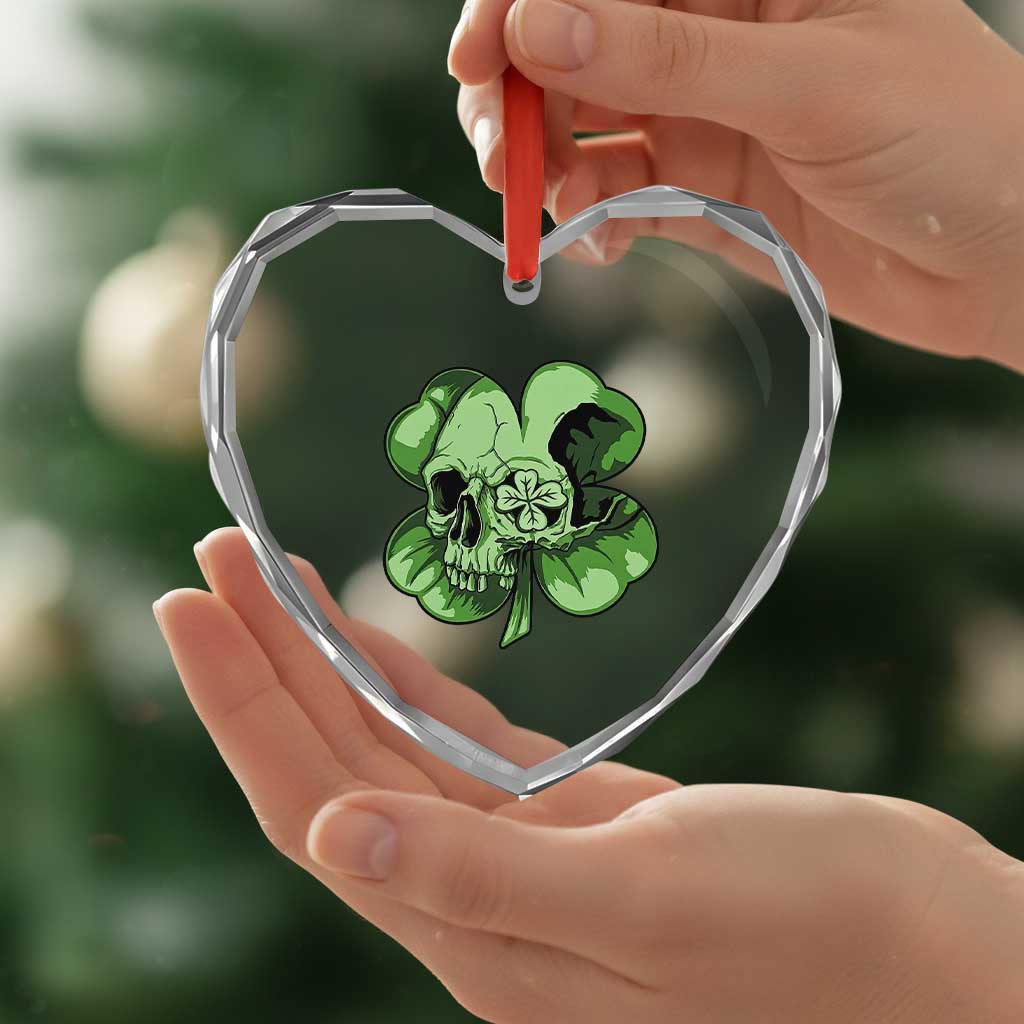 St Patricks Day Lucky Shamrock Skull Gift Heart Crystal Glass Ornament TS12 Print Your Wear