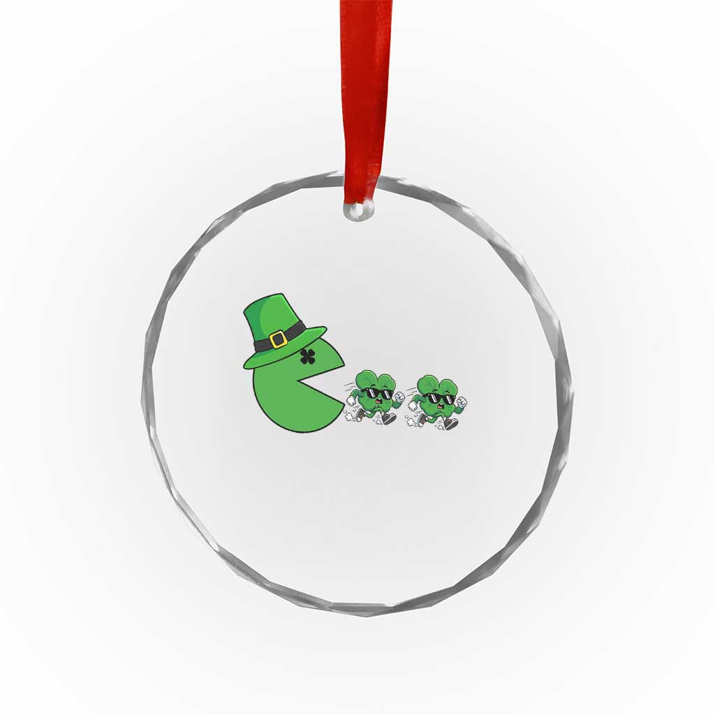 St Patricks Day Retro Gamer Eating Shamrock Lucky Gift Crystal Glass Ornament TS12 Print Your Wear