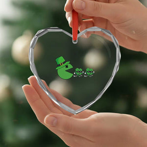 St Patricks Day Retro Gamer Eating Shamrock Lucky Gift Heart Crystal Glass Ornament TS12 Print Your Wear