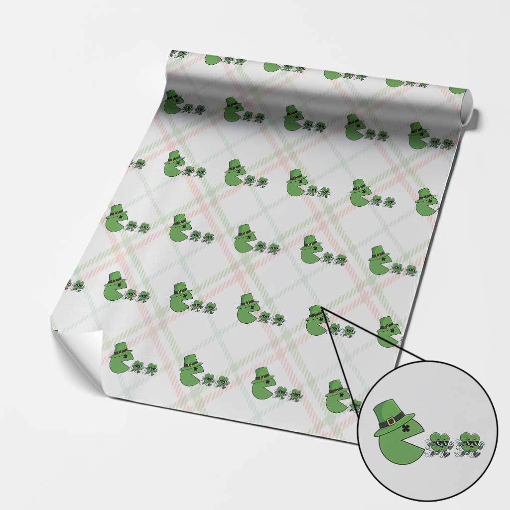 St Patricks Day Retro Gamer Eating Shamrock Lucky Gift Wrapping Paper Roll TS12 Christmas Plaid Print Your Wear