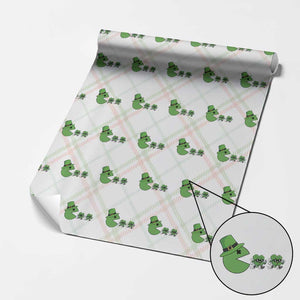 St Patricks Day Retro Gamer Eating Shamrock Lucky Gift Wrapping Paper Roll TS12 Christmas Plaid Print Your Wear