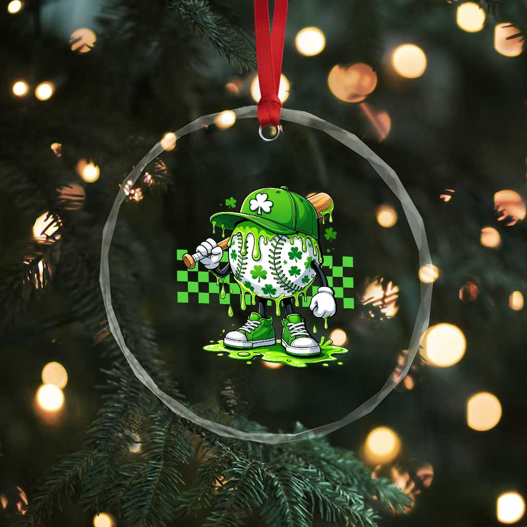St Patricks Day Shamrock Baseball Player Gift Crystal Glass Ornament TS12 Print Your Wear