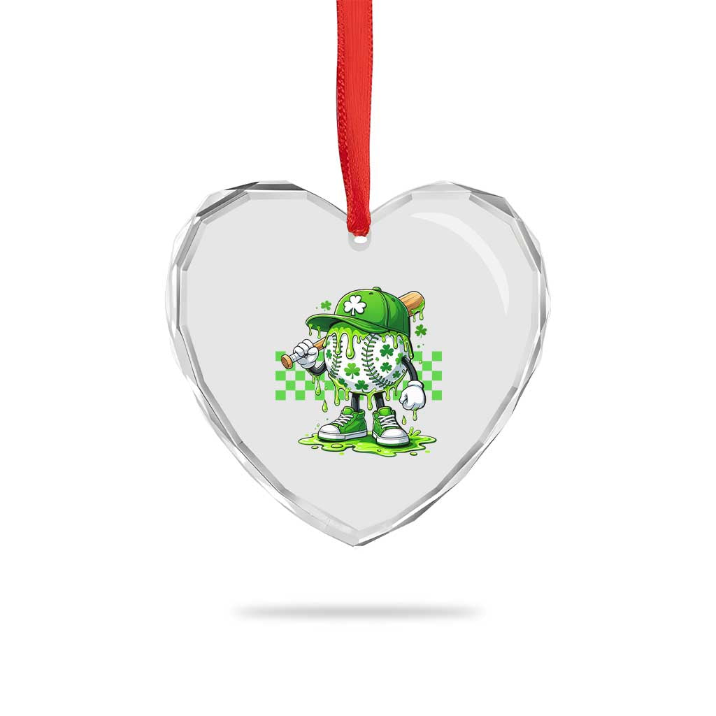 St Patricks Day Shamrock Baseball Player Gift Heart Crystal Glass Ornament TS12 Print Your Wear