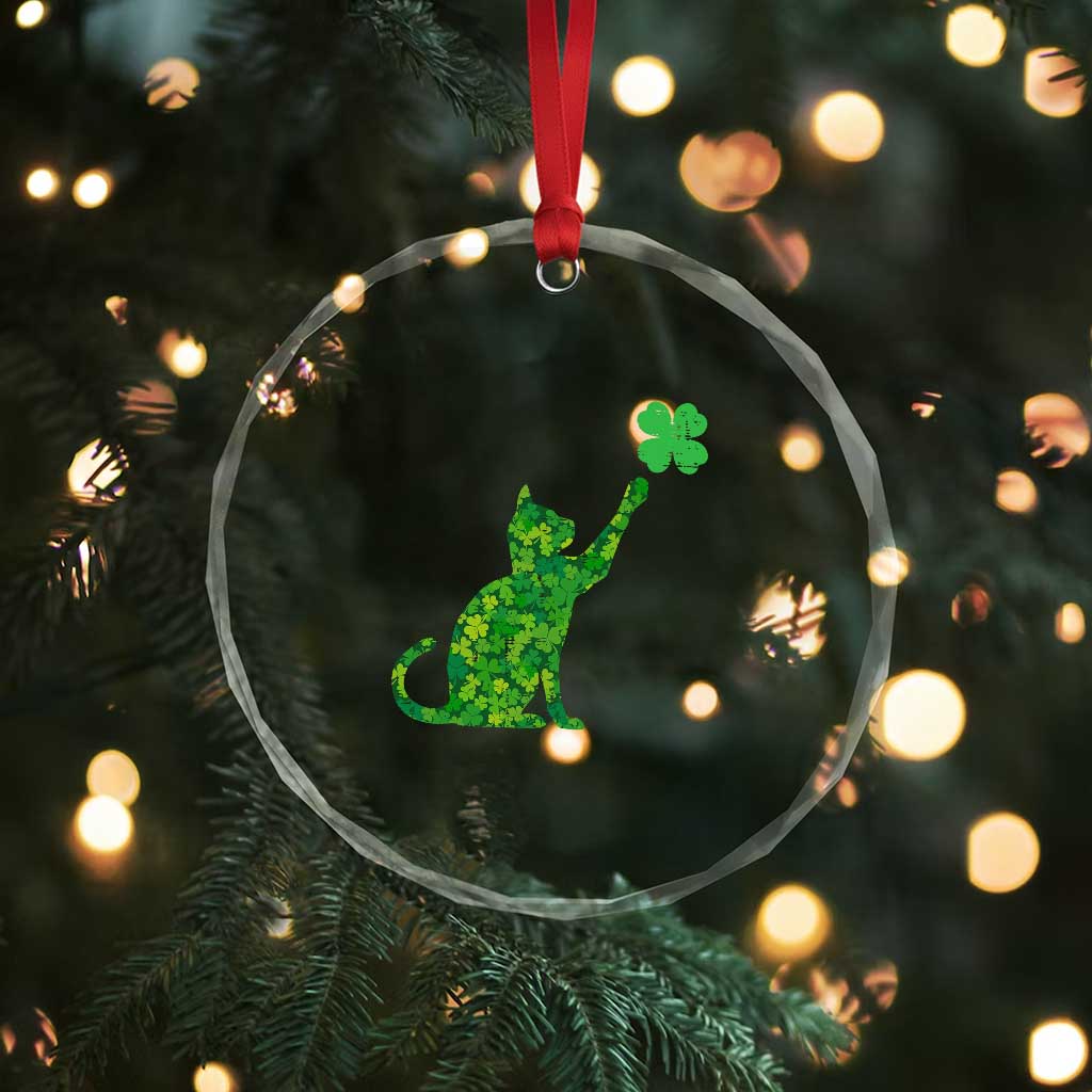 St Patricks Day Shamrock Cat Crystal Glass Ornament Saint Pattys Cats Lover TS02 Print Your Wear