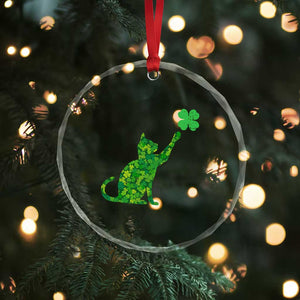 St Patricks Day Shamrock Cat Crystal Glass Ornament Saint Pattys Cats Lover TS02 Print Your Wear