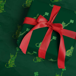 St Patricks Day Shamrock Cat Wrapping Paper Roll Saint Pattys Cats Lover TS02 Green Print Your Wear