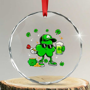 St Patricks Day Shamrock Darts And Beer Lover Gift Crystal Glass Ornament TS12 Transparent Glass 3'' Circle Print Your Wear