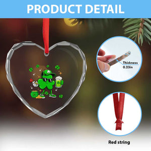 St Patricks Day Shamrock Darts And Beer Lover Gift Heart Crystal Glass Ornament TS12 Print Your Wear