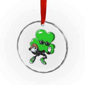 St Patricks Day Shamrock Playing Football Crystal Glass Ornament Cute Gift for Sports Lovers - Print Your Wear