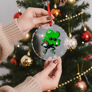 St Patricks Day Shamrock Playing Football Crystal Glass Ornament Cute Gift for Sports Lovers - Print Your Wear