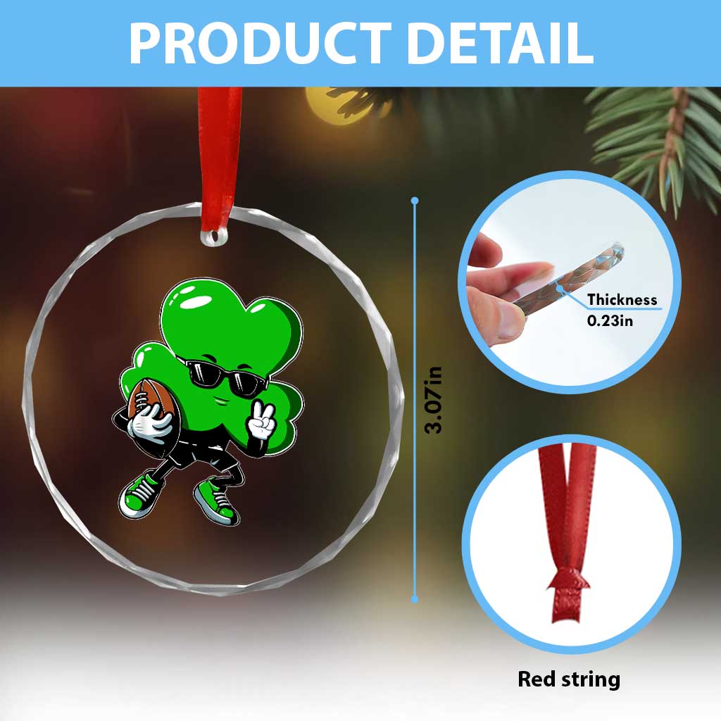 St Patricks Day Shamrock Playing Football Crystal Glass Ornament Cute Gift for Sports Lovers TS02 Print Your Wear