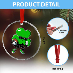 St Patricks Day Shamrock Playing Football Crystal Glass Ornament Cute Gift for Sports Lovers - Print Your Wear