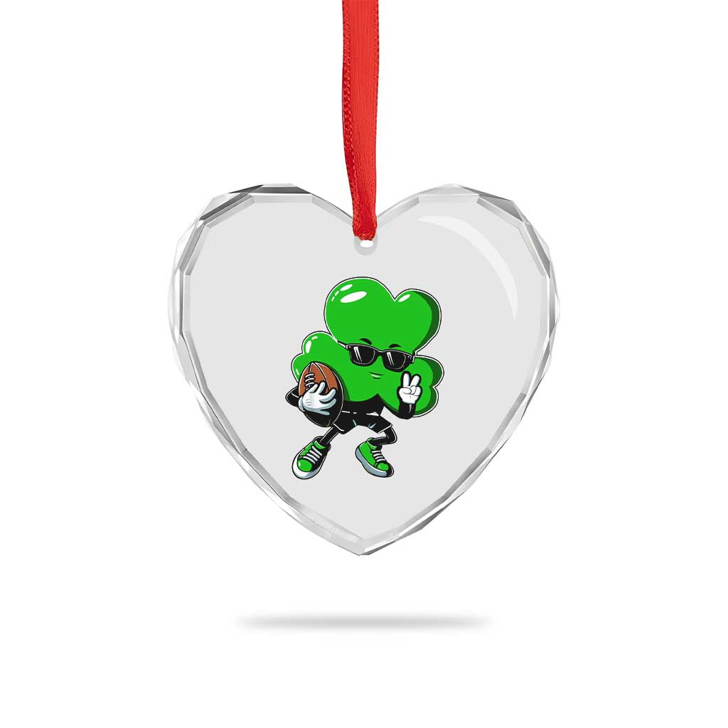 St Patricks Day Shamrock Playing Football Heart Crystal Glass Ornament Cute Gift for Sports Lovers TS02 Print Your Wear