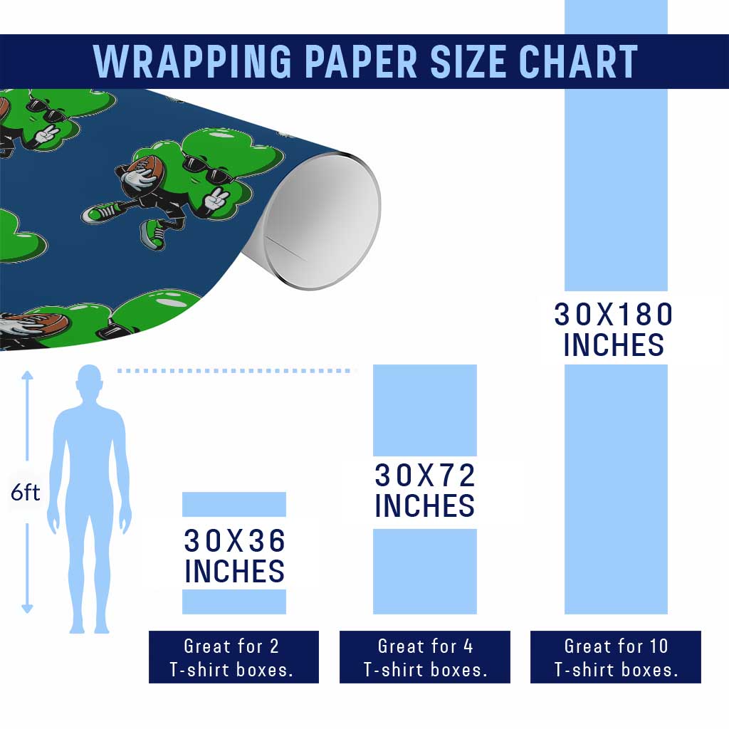 St Patricks Day Shamrock Playing Football Wrapping Paper Roll Cute Gift for Sports Lovers TS02 Print Your Wear