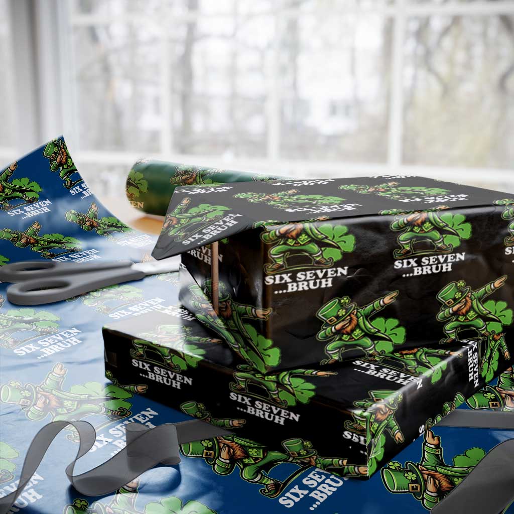 St Patricks Day Six Seven Bruh Wrapping Paper Roll Leprechaun 67 Meme Irish Ireland Lucky Shamrocks TS10 Black Print Your Wear