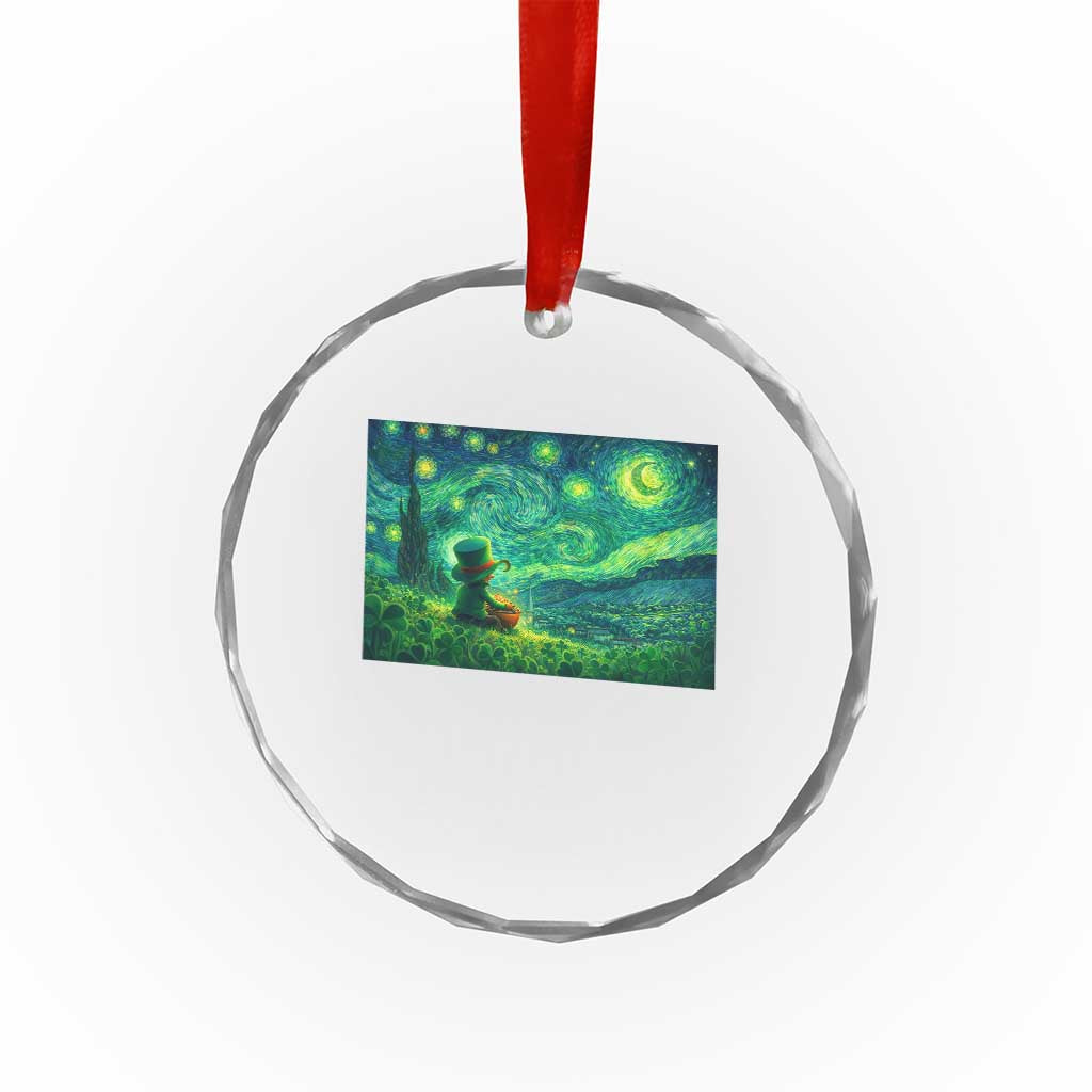 St Patricks Day Starry Night Leprechaun Shamrock Van Gogh Crystal Glass Ornament TS14 Print Your Wear