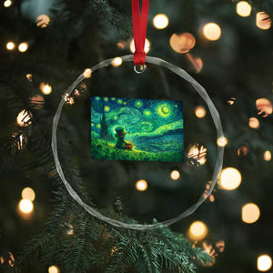 St Patricks Day Starry Night Leprechaun Shamrock Van Gogh Crystal Glass Ornament TS14 Print Your Wear