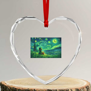 St Patricks Day Starry Night Leprechaun Shamrock Van Gogh Heart Crystal Glass Ornament TS14 Transparent Glass 3'' Heart Print Your Wear