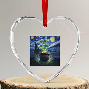 St Patricks Day Starry Night Shamrock Van Gogh Art Heart Crystal Glass Ornament TS14 Transparent Glass 3'' Heart Print Your Wear