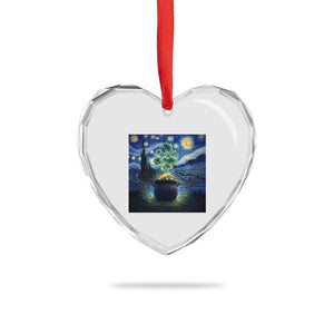 St Patricks Day Starry Night Shamrock Van Gogh Art Heart Crystal Glass Ornament TS14 Print Your Wear