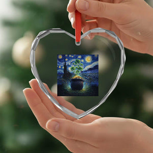 St Patricks Day Starry Night Shamrock Van Gogh Art Heart Crystal Glass Ornament TS14 Print Your Wear